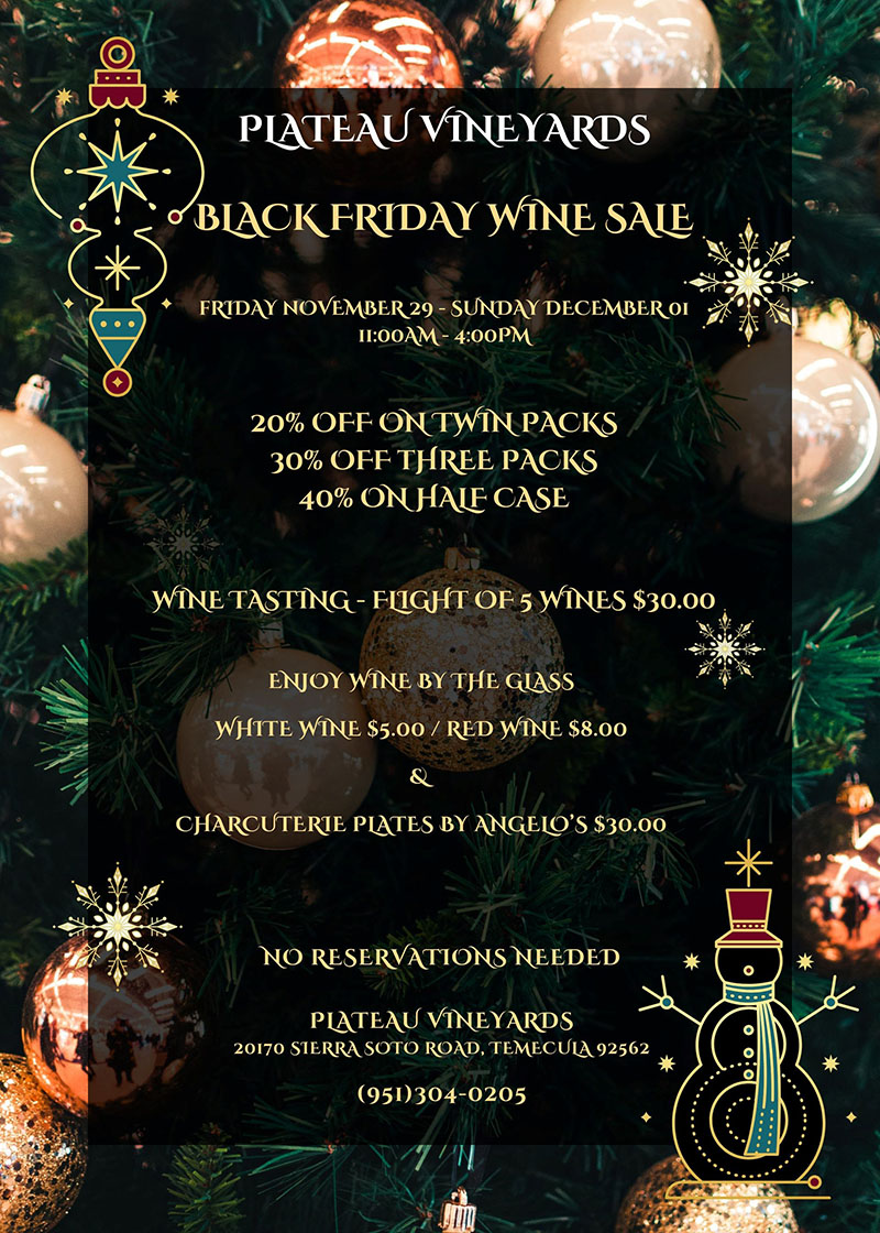 Plateau Vineyards Black Friday 2024